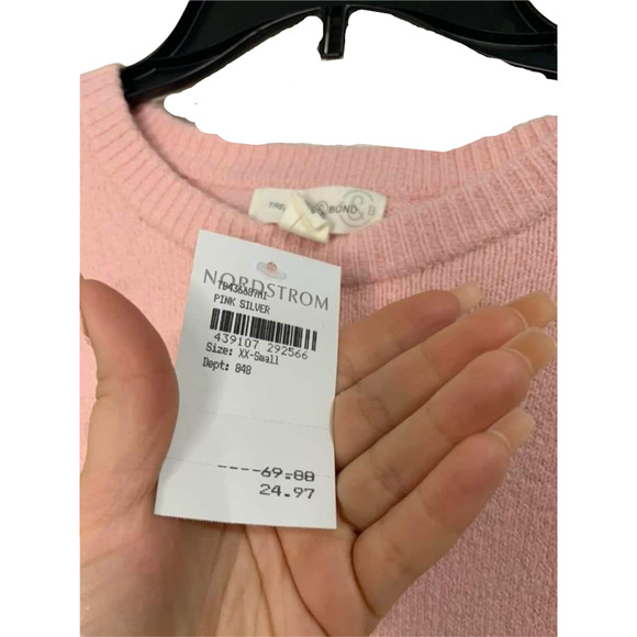 TREASURE & BOND Pink Silver Crew Neck Sweater in XXS NEW - Picture 3 of 5